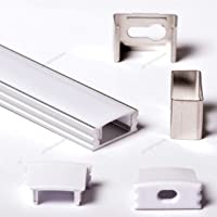 Aftertech® 3m 3 metros 1807 17x7mm PERFIL ALUMINIO PARA TIRA LED BARRA RIGIDA 3MT + TAPA BLANCA